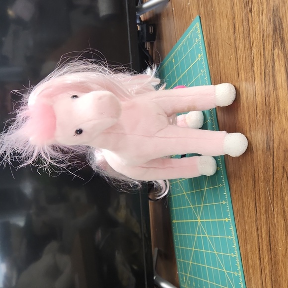 Douglas 2017 Pink Horse Plush Stuffed Cuddly Pink/white with Brush 11" Preowned - Picture 1 of 4